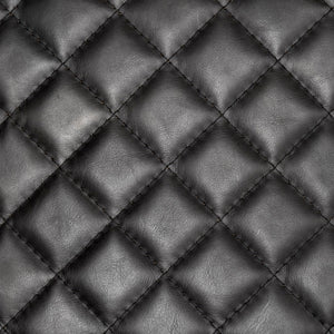 Art Deco Black Leather & Gold Iron Armchair | Diamond Tufted Club Chair