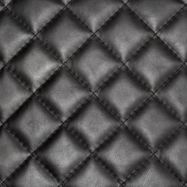 Art Deco Black Leather & Gold Iron Armchair | Diamond Tufted Club Chair