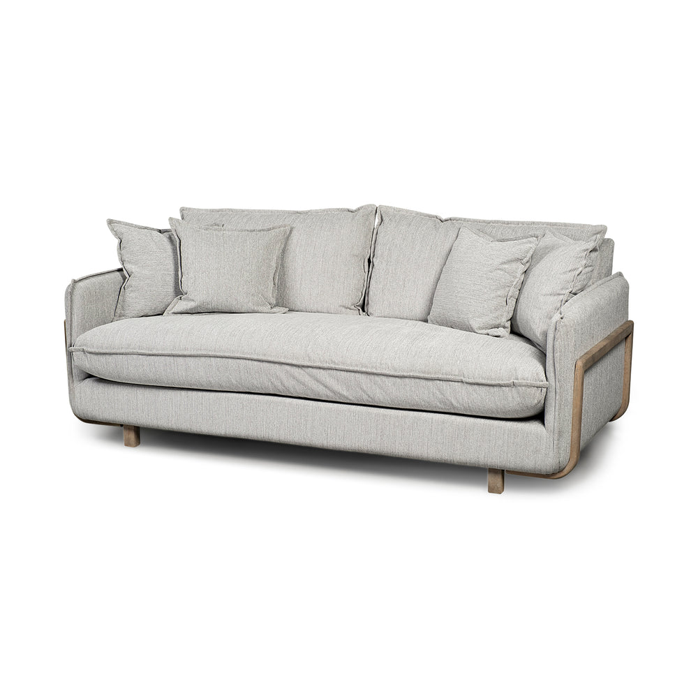 Roy I 84" Frost Gray Upholstered Three Seater Sofa