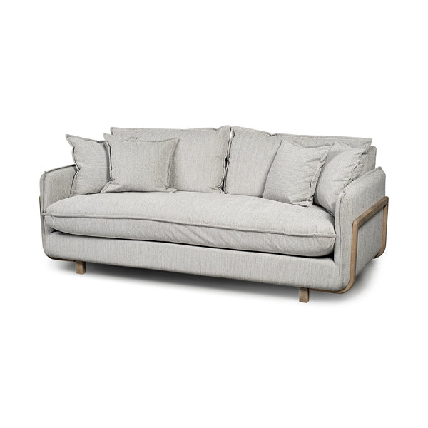 Roy I 84" Frost Gray Upholstered Three Seater Sofa