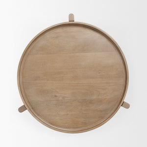 Cleaver I Round Top Brown Solid Wood Accent Table
