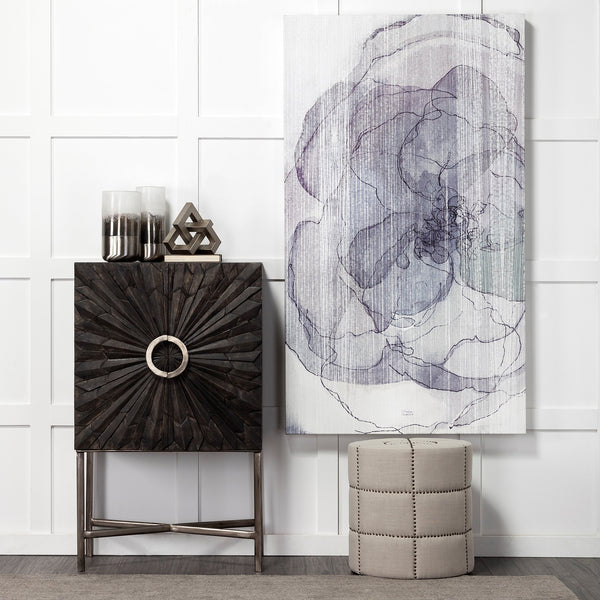 Modern Cream Linen-Look Accent Seat | Square Stitching & Nailhead Details