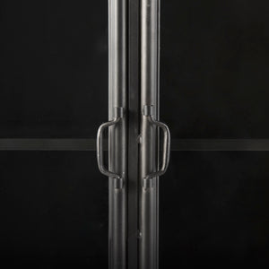 73.8" Industrial Black Metal Curio Cabinet with Glass Doors