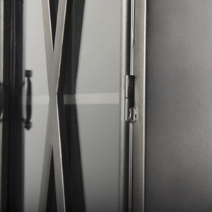 73.8" Industrial Black Metal Curio Cabinet with Glass Doors