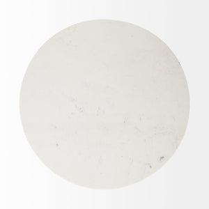 Maxwell 48" Round Pedestal Dining Table | White Marble & Light Brown Wood | Seats 4
