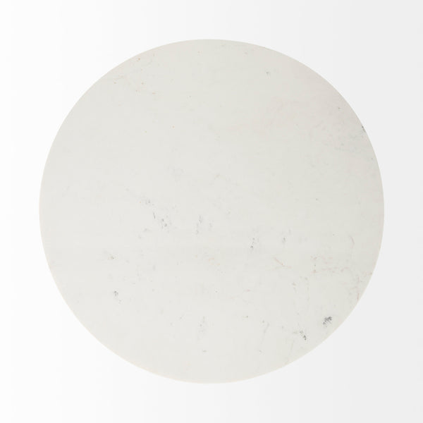 Maxwell 48" Round Pedestal Dining Table | White Marble & Light Brown Wood | Seats 4