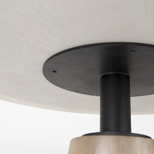 Maxwell 48" Round Pedestal Dining Table | White Marble & Light Brown Wood | Seats 4