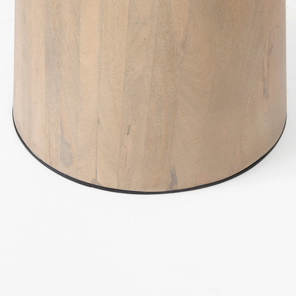 Maxwell 48" Round Pedestal Dining Table | White Marble & Light Brown Wood | Seats 4