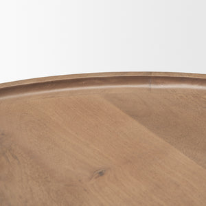 Cleaver I Round Top Brown Solid Wood Accent Table