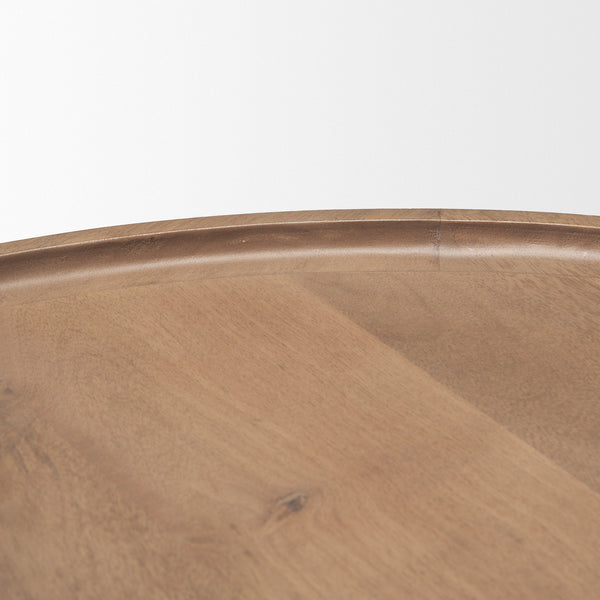 Cleaver I Round Top Brown Solid Wood Accent Table