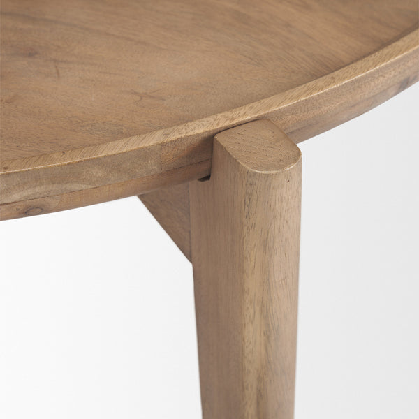 Cleaver I Round Top Brown Solid Wood Accent Table