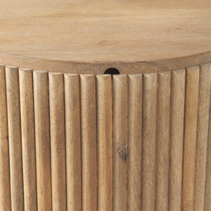 Terra 18L x 18W x 22H Light Brown Wood Fluted Round Side Table
