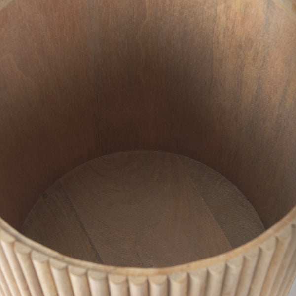 Terra 18L x 18W x 22H Light Brown Wood Fluted Round Side Table