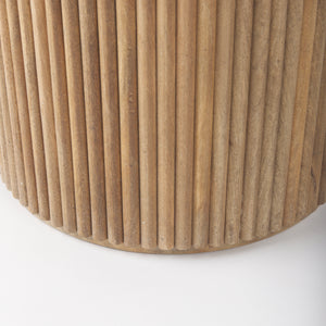 Terra 18L x 18W x 22H Light Brown Wood Fluted Round Side Table
