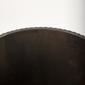 Terra 18L x 18W x 22H Dark Brown Wood Fluted Round Side Table