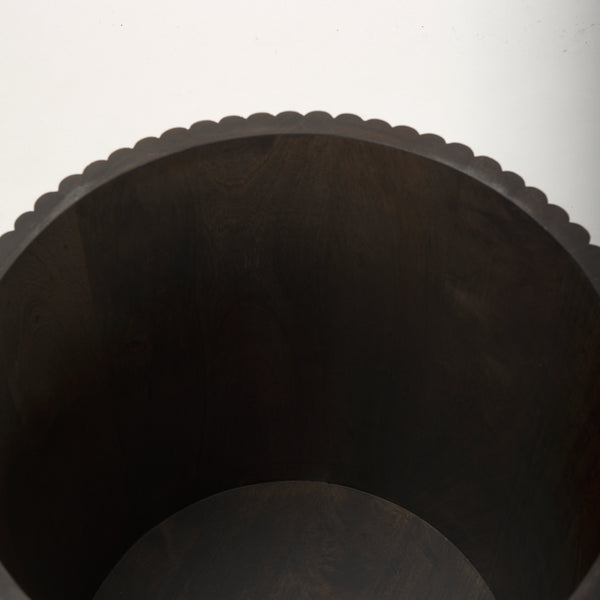 Terra 18L x 18W x 22H Dark Brown Wood Fluted Round Side Table
