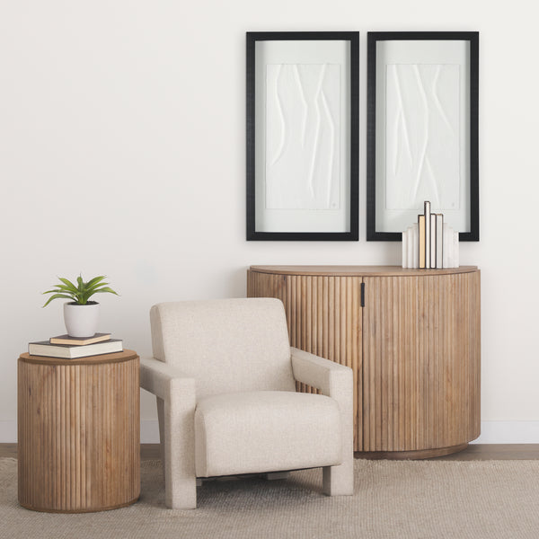 Terra 18L x 18W x 22H Light Brown Wood Fluted Round Side Table