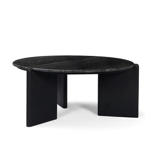 Rumer Black Wood w/ Black Marble Coffee Table