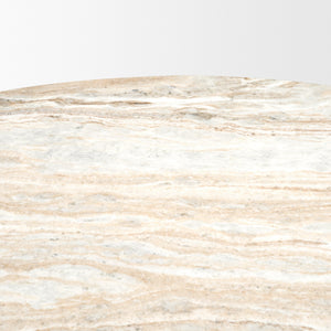 Marbrello 60" Round Dining Table | Pink Marble & Espresso Brown Wood | Seats 6