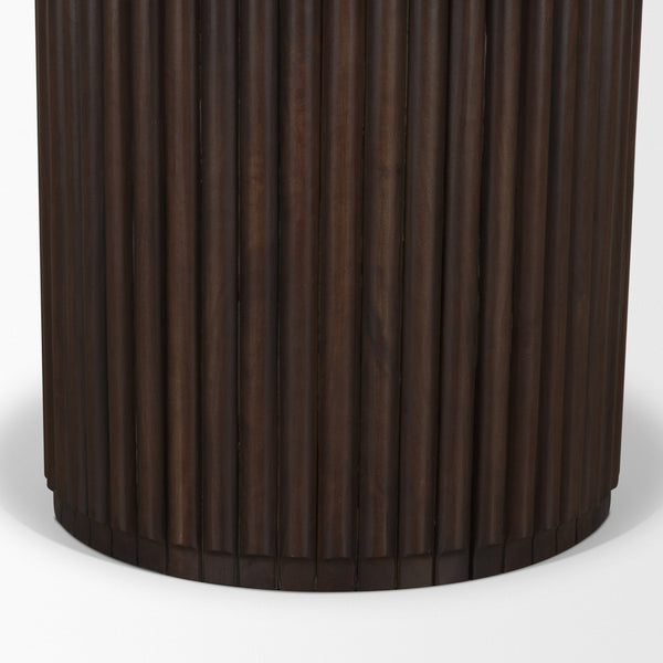 Marbrello 60" Round Dining Table | Pink Marble & Espresso Brown Wood | Seats 6