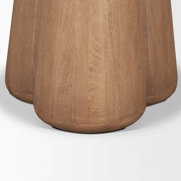 Marilyn 48" Round Pedestal Dining Table | Botticino Marble & Light Brown Wood | Seats 4