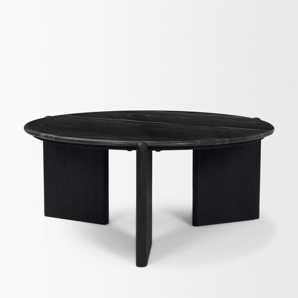 Rumer Black Wood w/ Black Marble Coffee Table
