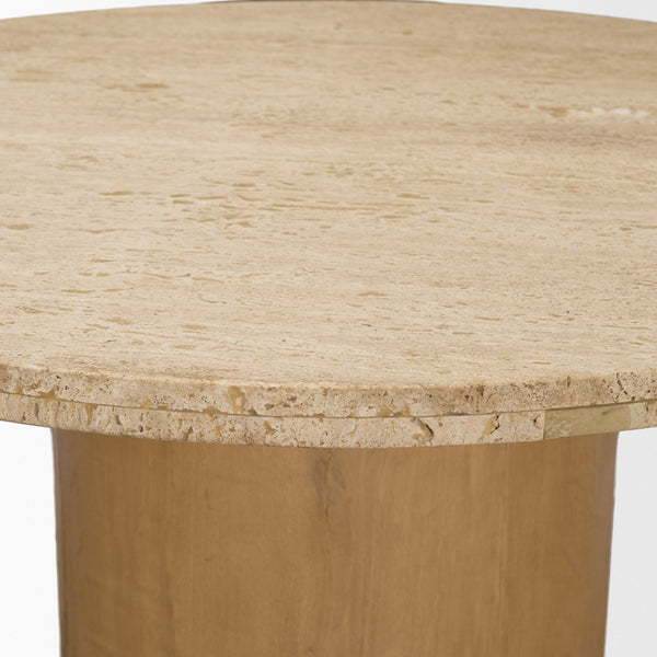 Siena Round Pedestal Dining Table | Travertine | Seats 4