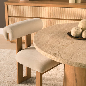 Siena Round Pedestal Dining Table | Travertine | Seats 4