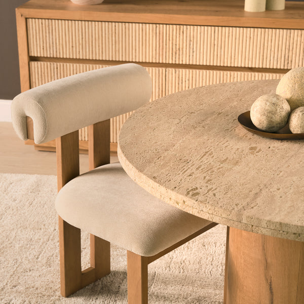 Siena Round Pedestal Dining Table | Travertine | Seats 4