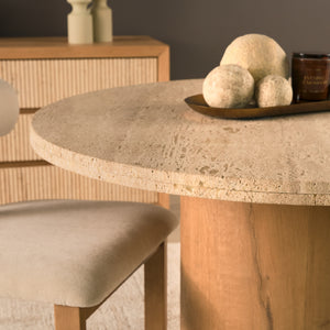 Siena Round Pedestal Dining Table | Travertine | Seats 4