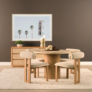 Siena Round Pedestal Dining Table | Travertine | Seats 4