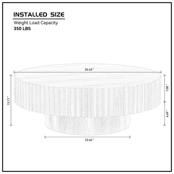 35.43'' Round Coffee Table Small Coffee Table for Apartment, Modern Living Room Coffee Table with Sturdy Pedestal,WALNUT(Same Sku:W876P254013)