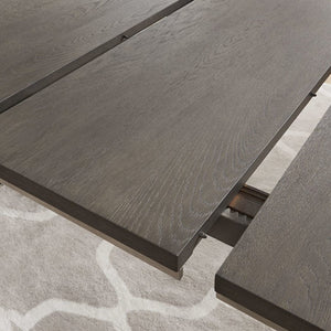 Contemporary Dark Grey Wood Expandable Dining Room Table - Architectural Double Pedestal