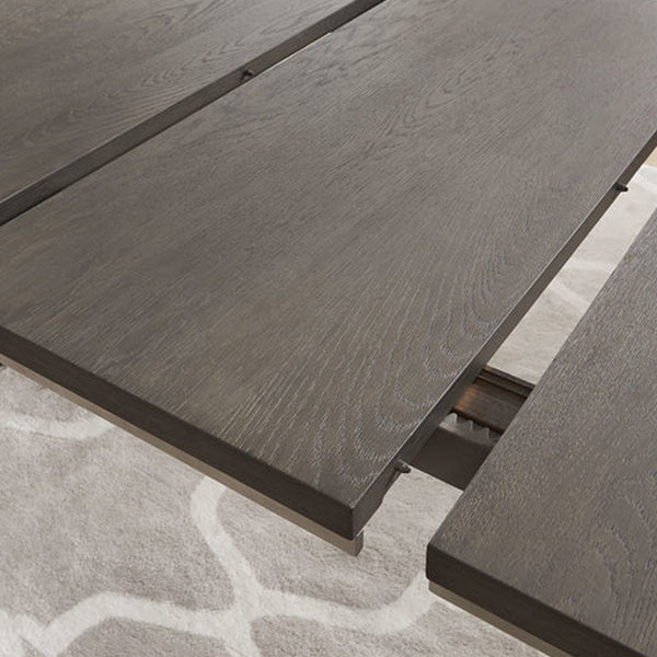 Contemporary Dark Grey Wood Expandable Dining Room Table - Architectural Double Pedestal
