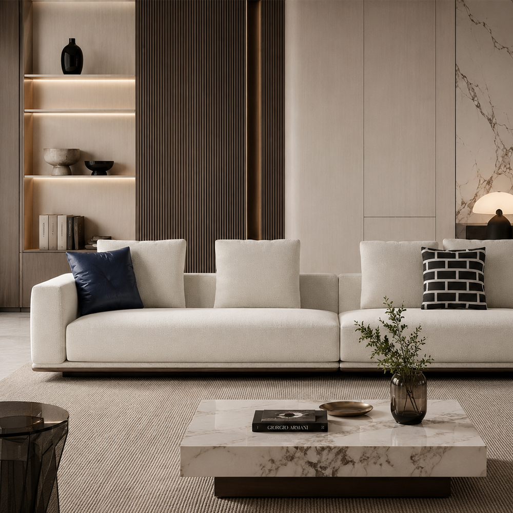 Minimalist Deep Seat Sectional Sofa – Luxury Modular Upholstered Couch