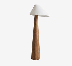 Modern Sculptural Solid Wood Floor Lamp with Asymmetrical White Shade