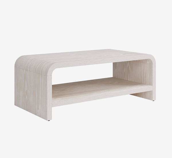 Modern Minimalist Wood Coffee Table with Storage Shelf - Scandinavian Style Rectangular Center Table for Living Room