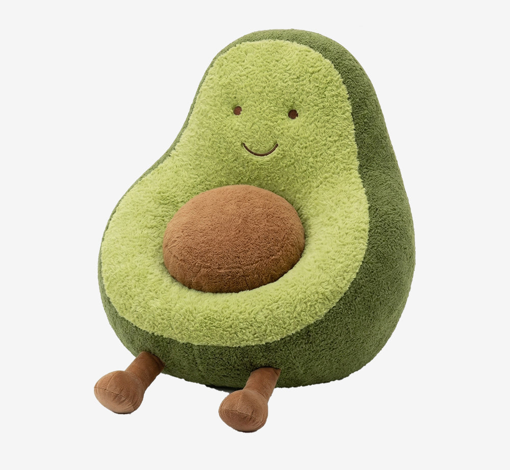 Kawaii Plush Avocado Floor Pillow - Soft Stuffed Fruit Cushion & Nursery Decor