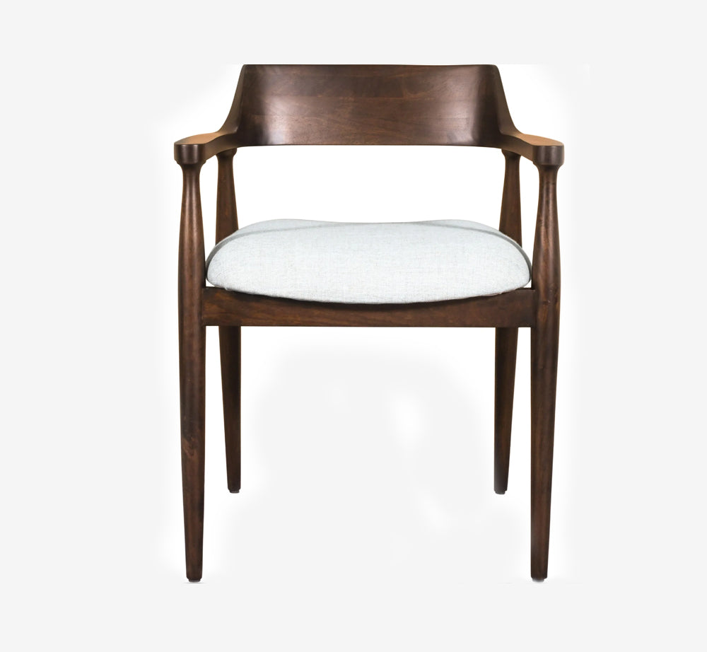 Postmodern Sculptural Upholstered Dining Chair - Brown Textured Accent Chair with Chunky Legs