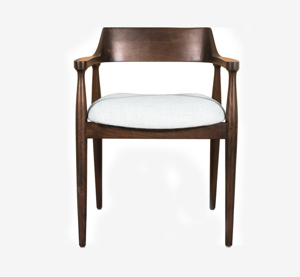 Postmodern Sculptural Upholstered Dining Chair - Brown Textured Accent Chair with Chunky Legs