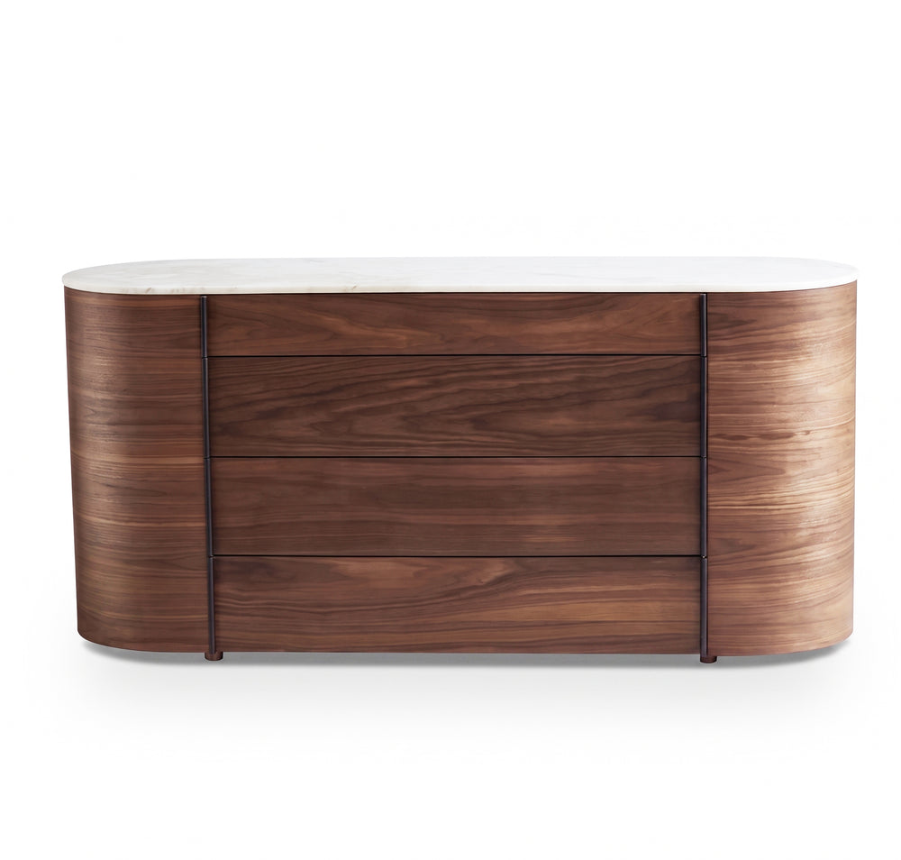 Modern Oval Sideboard with Marble Top