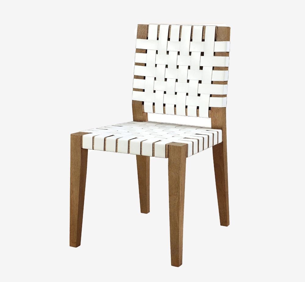 Mid-Century Modern Woven Dining Chair with Solid Wood Frame