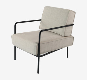 Modern Minimalist Upholstered Accent Chair with Black Metal Frame - Beige