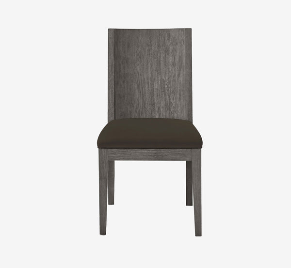 Modern Grey Oak Dining Chair with Padded Seat - Charcoal Wood High-Back Side Chair