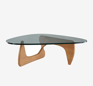 Modern Glass Coffee Table, 35.8" x 25.6" x 15.7" Mid Century Modern Coffee Table, Sleek Coffee Tables, Suitable for Bedroom Living Room Reception Office Tables, Walnut