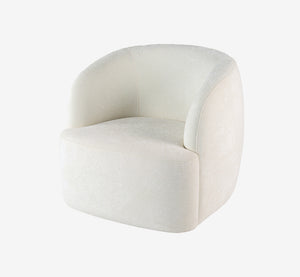 Modern Curved Boucle Accent Chair - Cream White Upholstered Armchair