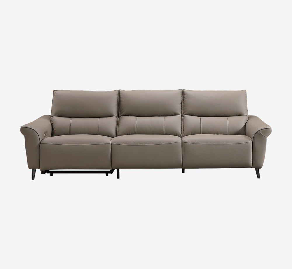 Modern 3-Seater Faux Leather Sofa with Power Recliner & USB Port - 108"