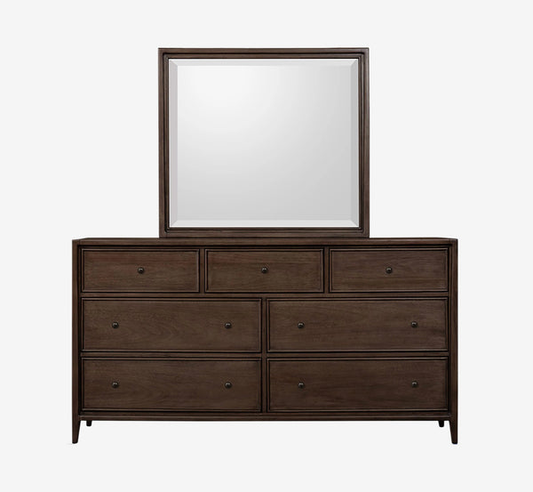 Traditional 7-Drawer Double Dresser - Dark Espresso Wood Bedroom Chest