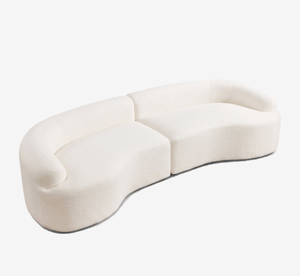 Curved Boneless Sofa,Compression Modular 110'' Sectional,White High-Density,Couches Sleeper for Living Room Bedroom Apartment Lounge,Chenille