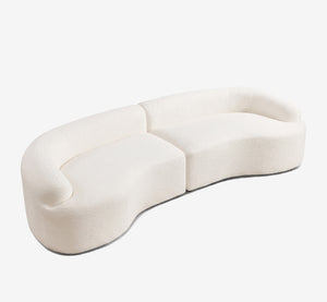 Curved Boneless Sofa,Compression Modular 110'' Sectional,White High-Density,Couches Sleeper for Living Room Bedroom Apartment Lounge,Chenille
